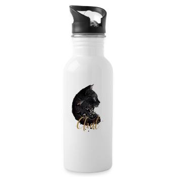 Katzenmama Zier-Schwarzes Gold - Trinkflasche mit integriertem Trinkhalm - Weiß - Rechts