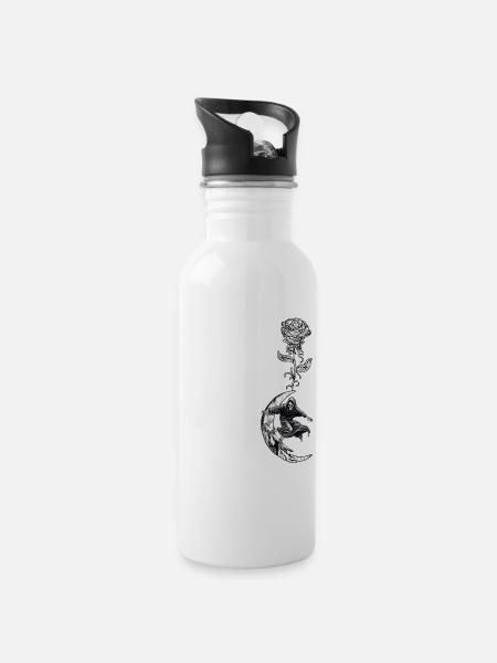 Skateboard Skater-Goth Skating Skateboarder - Trinkflasche mit integriertem Trinkhalm - Weiß