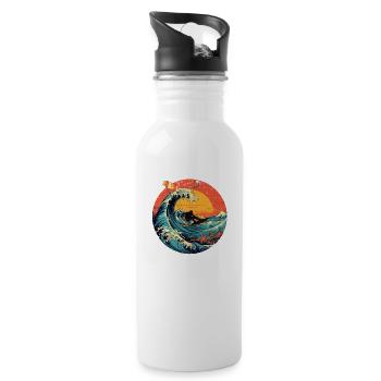 kitesurf kiteboard kitesurfing kite surf board - Water bottle with straw - white - Right