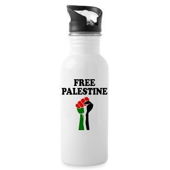 Free palestine - Trinkflasche mit integriertem Trinkhalm - Weiß - Rechts