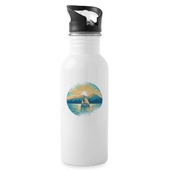 Sailboat, Sailing Ship, Sailing Yacht, Vintage Sailing - Water bottle with straw - white - Right