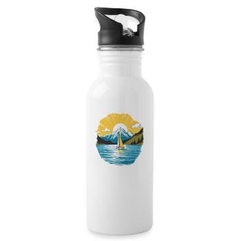 Sailboat, Sailing Ship, Sailing Yacht, Vintage Sailing - Water bottle with straw - white - Right