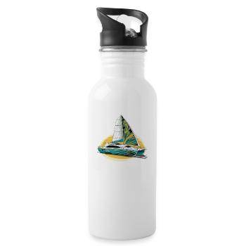Catamaran Boat Sailboat Sailing Sailor - Water bottle with straw - white - Right