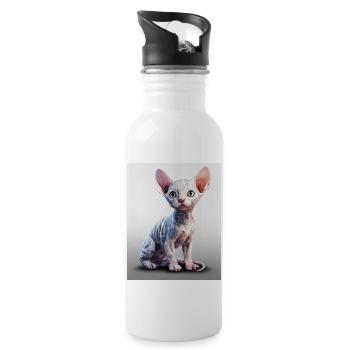 Sphynx Cat Porzellan - Trinkflasche mit integriertem Trinkhalm - Weiß - Rechts