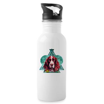 Hunde Hunderasse Zubehör Englisch Springer-Spaniel - Trinkflasche mit integriertem Trinkhalm - Weiß - Rechts