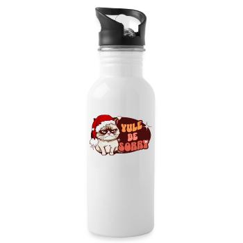Yule Be Sorry: Angry Cat For Women Funny Christmas - Water bottle with straw - white - Right