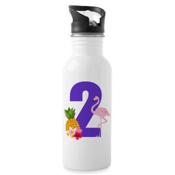 2. Jubiläum Flamingo - Trinkflasche mit integriertem Trinkhalm - Weiß - Rechts