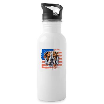 Boxer Race Chien Boxer Chiens USA Drapeau - Gourde avec paille intégrée - blanc - Droite