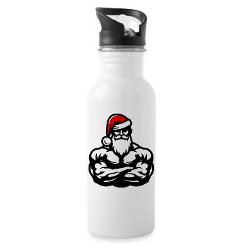 Bodybuilding Christmas Fitness - Water bottle with straw - white - Right