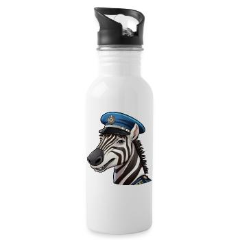 Zebra Policewoman - Water bottle with straw - white - Right