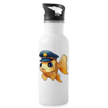 Police des poissons - Gourde avec paille intégrée - blanc - Droite