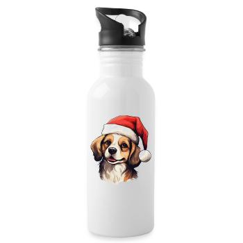 Chien Noël Père Noël chapeau joyeux dogmes laide - Gourde avec paille intégrée - blanc - Droite