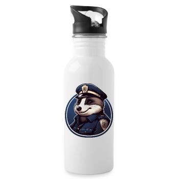 Badger Police - Water bottle with straw - white - Right