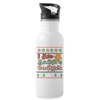 I ate Santa's Cookies - Retro Ugly Christmas Xmas - Trinkflasche mit integriertem Trinkhalm - Weiß - Rechts