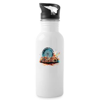 Amusement Park Fair, Fairground, Folk Festival - Water bottle with straw - white - Right