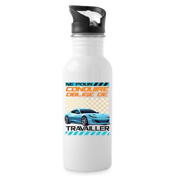 Voiture sportive néon rétro racing - Gourde avec paille intégrée - blanc - Droite