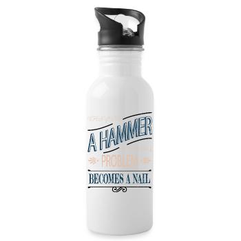 Bday Fun Chainsaw Tools Woodworker - Water bottle with straw - white - Right