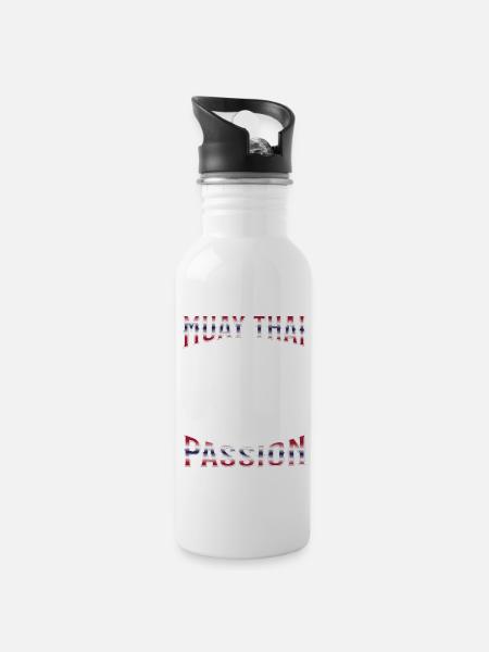 Muay Thai Boxing Muay Thai - Trinkflasche mit integriertem Trinkhalm - Weiß