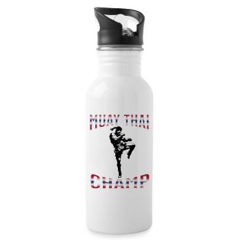 Muay Thai Boxing Muay Thai - Trinkflasche mit integriertem Trinkhalm - Weiß - Rechts