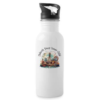 Freizeitpark Jahrmarkt Rummelplatz Dorffest - Trinkflasche mit integriertem Trinkhalm - Weiß - Rechts