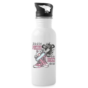 Frau - Prinzessen die den Drachen selber tötet - Trinkflasche mit integriertem Trinkhalm - Weiß - Rechts