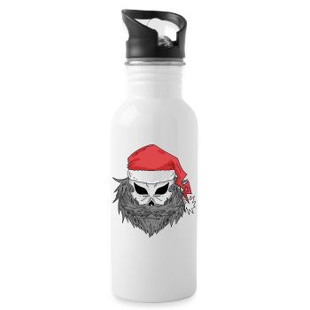 Weihnachtsmann Totenkopf - Trinkflasche mit integriertem Trinkhalm - Weiß - Rechts