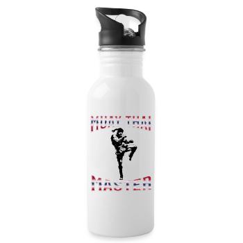 Muay Thai Boxing Muay Thai - Water bottle with straw - white - Right