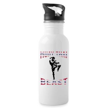 Muay Thai Boxing Muay Thai - Water bottle with straw - white - Right
