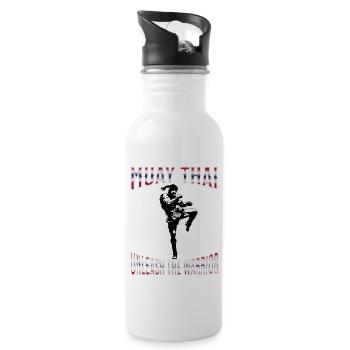 Muay Thai Boxing Muay Thai - Water bottle with straw - white - Right