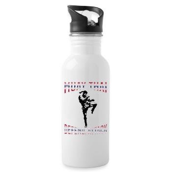 Muay Thai Boxing Muay Thai - Water bottle with straw - white - Right