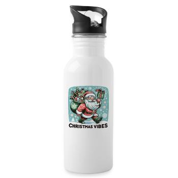 Christmas Vibes - Funny Holidays Funny Christmas - Water bottle with straw - white - Right