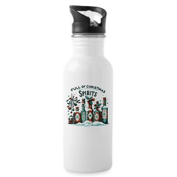 Full of Spirits - Funny Holidays Funny Christmas - Water bottle with straw - white - Right