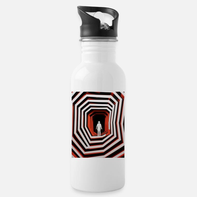 Scherenschnitt Schwindel - Trinkflasche mit integriertem Trinkhalm - Weiß