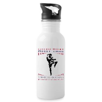 Muay Thai Boxing Muay Thai - Water bottle with straw - white - Right