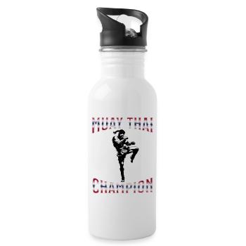 Muay Thai Boxing Muay Thai - Water bottle with straw - white - Right