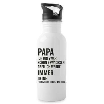 Papa ich bin zwar schon erwachsen ... - Trinkflasche mit integriertem Trinkhalm - Weiß - Rechts