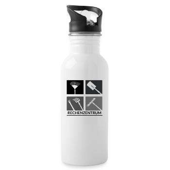 Gärtner Landwirt Landschaftgärtner RECHENZENTRUM - Trinkflasche mit integriertem Trinkhalm - Weiß - Rechts