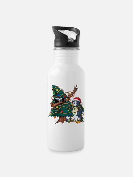 Dapping Tannenbaum -Dapping Weihnachtspullover - Trinkflasche mit integriertem Trinkhalm - Weiß