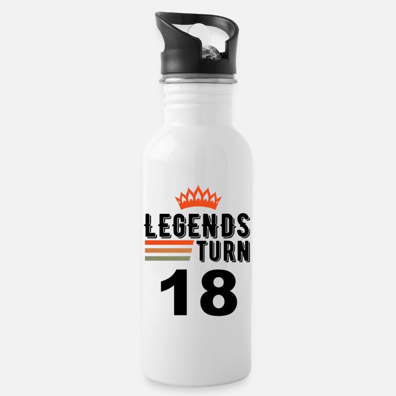 18 Birthday, Legends turn 18 - Water bottle with straw - white