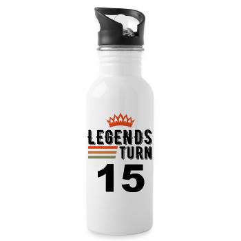 15 Birthday, Legends turn 15 - Water bottle with straw - white - Right