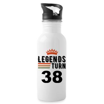 38 Geburtstag, Legenden werden 38 Jahre alt - Trinkflasche mit integriertem Trinkhalm - Weiß - Rechts