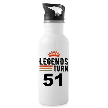 51 Geburtstag, Legenden werden 51 Jahre alt - Trinkflasche mit integriertem Trinkhalm - Weiß - Rechts