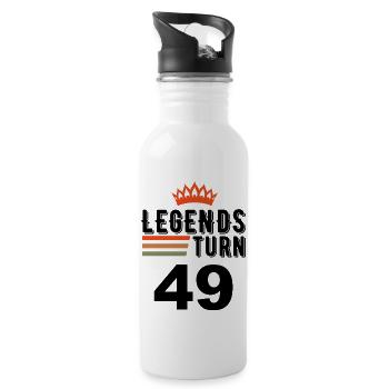 49 Birthday, Legends turn 49 - Water bottle with straw - white - Right