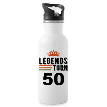 50th birthday, legends turn 50 - Water bottle with straw - white - Right