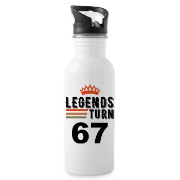 67 Birthday, Legends Are 67 Years Old - Water bottle with straw - white - Right