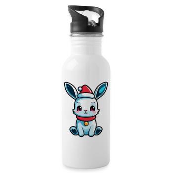 Hase Weihnachten Illustration - Trinkflasche mit integriertem Trinkhalm - Weiß - Rechts