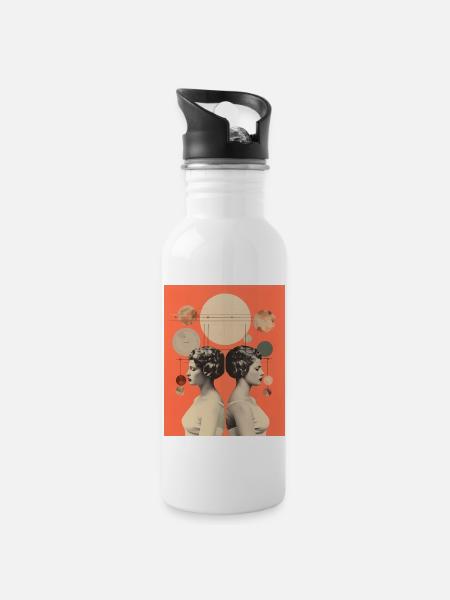 Gemini - Water bottle with straw - white
