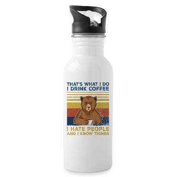 Das mache ich, ich trinke Kaffee- kaffee Geschenke - Trinkflasche mit integriertem Trinkhalm - Weiß - Rechts
