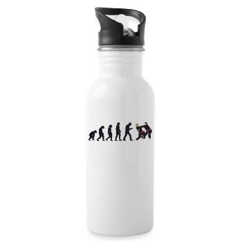 Judoka Taekwondo Karate Aikido Ju-Jutsu Evolution - Trinkflasche mit integriertem Trinkhalm - Weiß - Rechts
