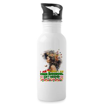 Black Queen Curly Afro - Celebrate Black History - Water bottle with straw - white - Right